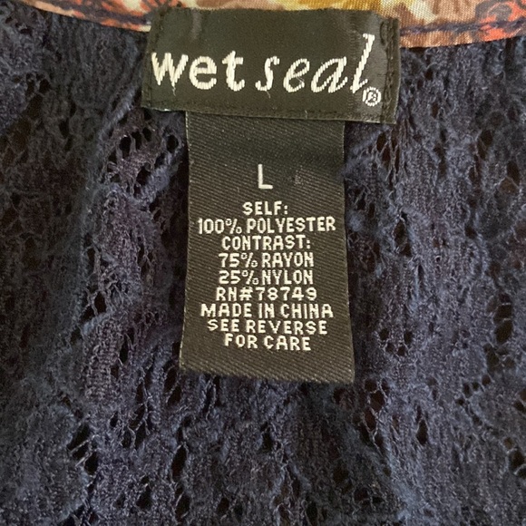 Vintage Wet Seal Lace Brown and Black Button Down Blouse Size L - Picture 7 of 8